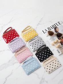 Dompet Koin Mini Polkadot, Dompet Kecil PU Modis, Tempat Kartu, Tas Penyimpanan Kartu Identitas, Organizer Polkadot Ultra Tipis Multi-Lapisan yang Dapat Dilepas - MultiWarna - View 5