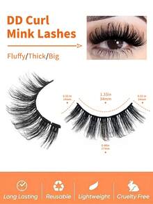 New 7 Pairs/Set 3D Mink Faux Eyelashes, Russian DD Curl, Handmade, Natural Fluffy And Dense, Full Strip False Eyelashes - Orange - View 6