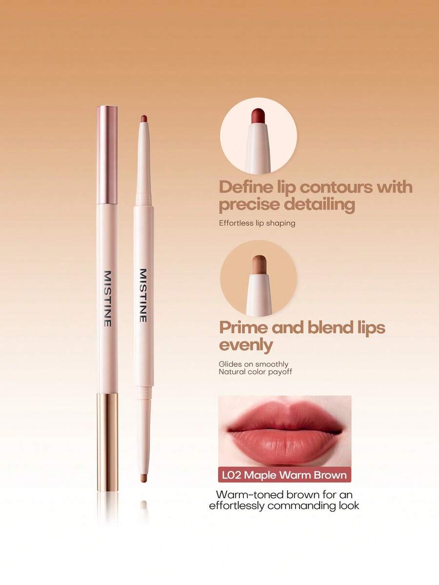 Mistine Dual-Ended Lip Liner Pencil, Natural Contouring For 3D Lip Shape, L02 - L02 - View 1