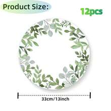 12/50pcs Floral Paper Placemats, Disposable Round Table Mats, Vintage Floral Paper Placemats, 33cm/12.9inch For Wedding, Bridal Shower Party Decoration, Suitable For Bridal Shower, Tea Party, Wedding, Birthday, Anniversary Or Any Special Occasion That Needs Floral Paper Tableware And A Touch Of Charm. - Green Grass Leaves - View 7