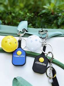 Pickleball Keychain, Mini Pickleball Paddle & Ball Bag Charm, Car Keychain, Sports Themed Bag Accessory, Gift For Pickleball Lovers Players Men Women - Multicolor - View 1