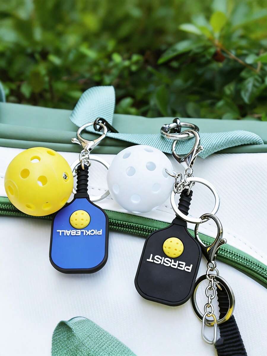 Pickleball Keychain, Mini Pickleball Paddle & Ball Bag Charm, Car Keychain, Sports Themed Bag Accessory, Gift For Pickleball Lovers Players Men Women - Multicolor - View 1