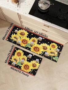 1/2pcs Autumn Floor Mat, Vintage Sunflower Pattern, Diatomaceous Earth Mat, Super Absorbent, Non-Slip, Perfect For Bathroom, Kitchen And Dining Room, Quick Drying, Perfect Gift For Home Decor And Bathroom Mat, Holiday Gift! - Multicolor - View 15