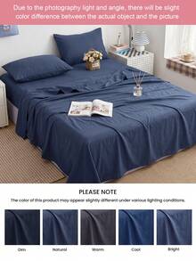 HONEYMOON 1pc Ultra Soft Solid Color Bed Sheet, Lightweight As A Cloud, Soft And Breathable, Suitable For All Bed Sizes - Twin, Full, Queen, King. Machine Washable, Essential For Home And Student Dorms, Back To School Must-Have, Royal Blue - Royal Blue - View 8