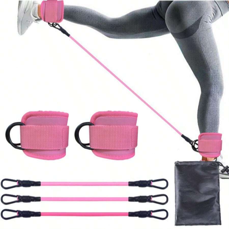 1/2pcs Ankle Strap Resistance Band With D-Ring, Adjustable Elastic Ankle Cuff For Home, Gym And Leg Training - Multicolor - View 1