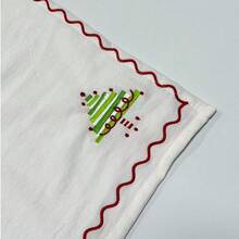1/2/6pcs Christmas Embroidered Napkins, Christmas Tree Pattern Linen Placemats And Napkins, Holiday Table Decor Cloth For Party And Daily Use - Multicolor - View 5