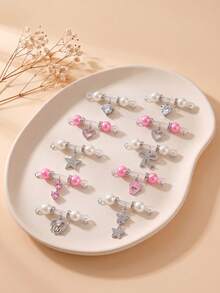 TOKRING 1pair Fake Nipple Rings Non Piericng Nipple Studs Body Jewelry,Heart Star CZ Dangling Nipple Cuff,Body Rings With Pendant Adjustable Non Piercing - Multicolor - View 2