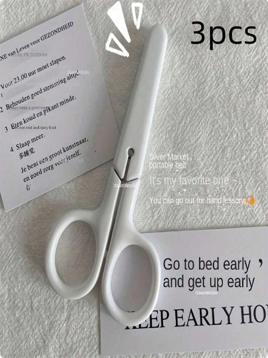 3/1pc Mini White Scissors, Portable Stainless Steel Paper Cutter, Handmade Stationery, Office & Study Gift, Men's Tool - AA - View 1