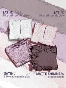 Eunarz 4-Color Eyeshadow Palette, 1pc Matte & Shimmer Long-Lasting Portable Eyeshadow Makeup Palette, Suitable For Women And Girls, Spring/Summer, Y2K Fashion Style - #EQ02 Lilac Nocturne - View 4
