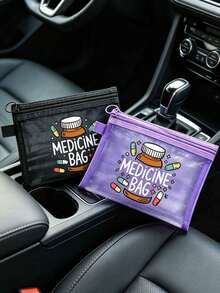 Medicine Storage Bag, Printed With Capsules, Letters, Pill Bottles, Portable Jewelry Storage Bag With 8-Compartment Portable Multi-Layer Pill Box, Travel Storage, For Storing Daily Medications And Vitamins, Essential For Doctors And Nurses, Travel, Hiking, Emergency Rescue, Personalized Creative Gift With Cartoon Logo. - Multicolor - View 9