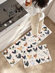 1/2pcs Vintage Diatomaceous Earth Mat, Hen Pattern, Super Absorbent, Non-Slip, Perfect For Bathroom, Kitchen And Dining Room, Quick Drying, Ideal Gift For Home Decor And Bathroom Mat - Multicolor - View 8