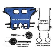 Silla de Ruedas Ajustable para Perros y Gatos, Andadera de Aluminio para Soporte de Patas Traseras, Largo, Ancho y Alto Regulables - Negro - Ver 4