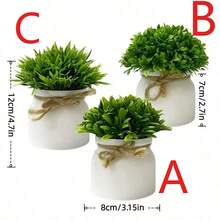 1/3pcs Mini Artificial Potted Plants, Realistic Faux Greenery Lawn Potted Plants, Small Fake Plant Decor, Suitable For Home Desktop, Office, Wedding Party Indoor Decoration - Multicolor - View 11