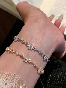 1pc Fashionable Elegant Women's Wisteria Flower Bracelet, Light Luxury Design, Adjustable Drawstring - Multicolor - View 3