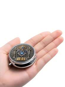 1pc 3-Compartment Freemasonry Symbol Universal Eye Ancient Art Theme Mini Pill Box, Metal Mini Pill Box Organizer For Medicine And Vitamins, Decorative Gold - Multicolor - View 6