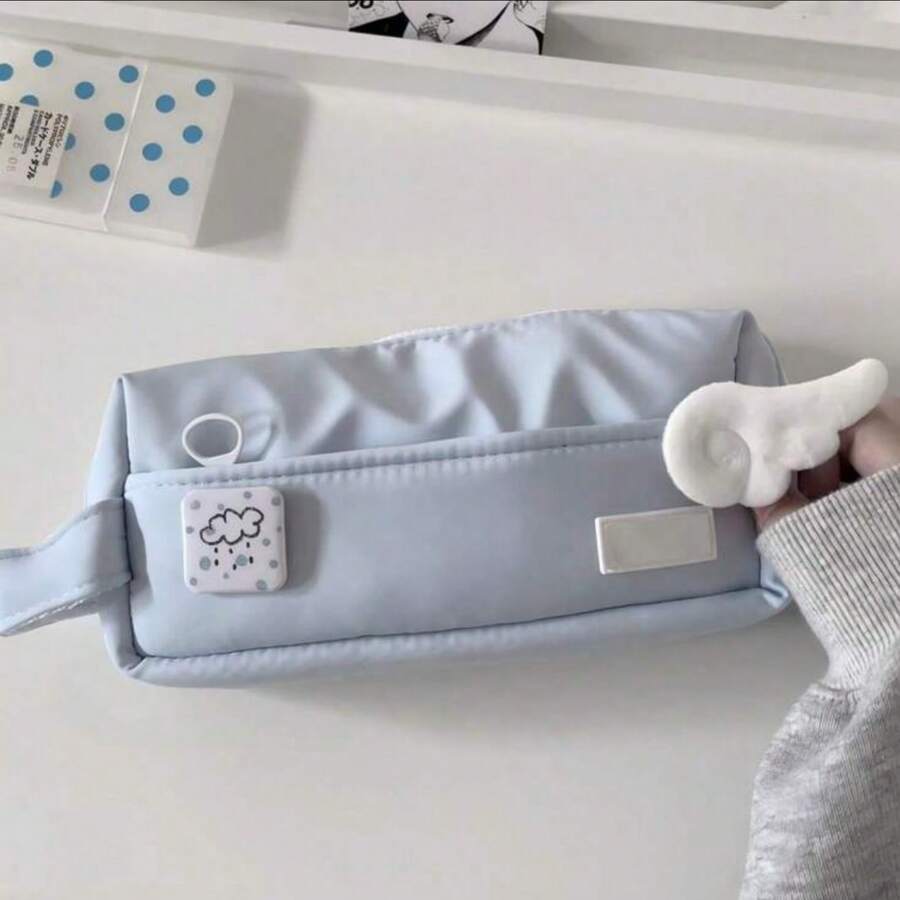 1pc Minimalist Polka Dot Mousse Pencil Case, Storage Bag, Large Capacity Multi-Functional Multi-Layer Pencil Case Student Stationery Storage Bag, Student Home Classroom Office Multi-Functional Universal Storage Neutral Pen Ballpoint Pen Writing Pen Pencil Eraser Ruler Multi-Stationery Storage Box Set, Holiday Stationery Gift - A - View 1