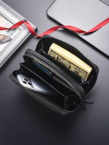 SHABILI Men's Shoulder Bag, Business Casual Versatile Practical Crossbody Bag, Large Capacity Multi-Compartment Portable Everyday Bag - Black - View 4