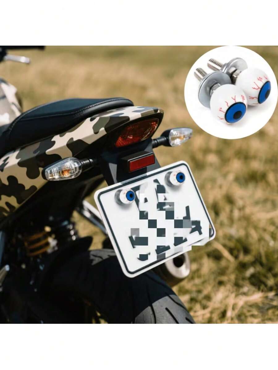 Plastic Eyeball License Plate Screws Kit, Novelty Eyeball‑Shaped Decorative Bolts With Nuts & Washers, License Plate Frame Fastener Set For Car Motorcycle License Plate Mounting Exterior Decoration - Multiple Styles - View 1