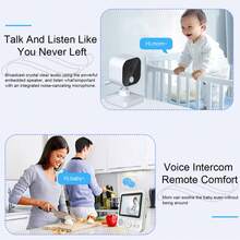 1pc Baby Monitor Camera, 2.8-Inch Rechargeable Screen, Two-Way Talk, Temperature Monitoring With High/Low Temperature Alarm, 8 Lullabies, Night Vision Baby Care Camera, Includes 2 Universal USB Data Cables - White - View 3