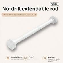 1pc No-Drill Adjustable Shower Curtain Rod, Telescopic Rod Available In Black, White, Grey With Multiple Sizes, Can Be Used As Curtain Rod, Closet Rod, Balcony Drying Rack, Towel Bar, Etc., Suitable For Bathroom, Closet, Balcony, Door And Window And Other Various Scenes - Hexagonal Cushion - View 33