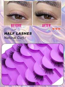 10 Pairs Half-Length False Eyelashes, Soft & Fluffy 3D Faux Mink Hair, Natural Curl Manga Half-Eye Style - Halloween Party Essential, Reusable, Lightweight Half-Eye Lashes, Suitable For Daily Charm And Special Occasions - View 2