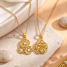 1pc Stainless Steel Chain Flower Pendant Women's Fashion Necklace Jewelry, Gift Accessory - Multicolor - View 4