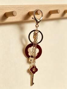 1pc Metal Bag Keychain Pendant, Purple-Red, Women's Metal Bag Chain Accessory, Fashion Chain, Niche Design, High-End Bag Decoration - Multicolor - View 5