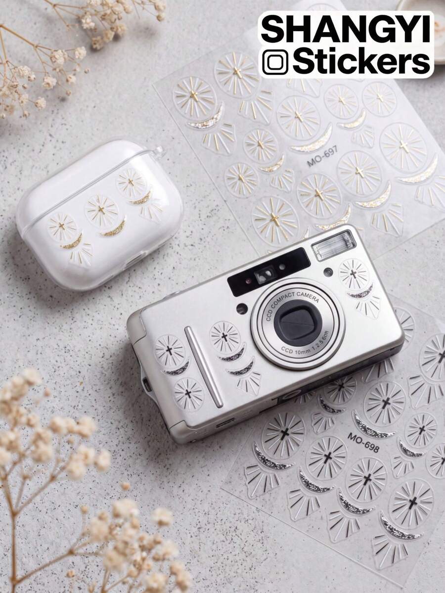 2 Styles Oracle Holy Light Pattern Decorative Stickers, Easy-Peel Adhesive Backing, Firm Adhesion, Freely Combinable Layout, Suitable For Phone Cases, Water Bottles, Digital Accessories, Various Storage Containers And Desktop Items, Used For Object Appearance Decoration And Modification - Decorative Stickers - View 1