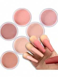 2 Buah Set Bubuk Kuku Akrilik Merah Muda Romantis - Bubuk Kristal Berkilau untuk Ukiran Kuku Profesional DIY - Seni Dekorasi Berkilau - MultiWarna - View 2