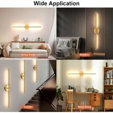 2pcs Black/Gold Battery Powered Wall Lights, 3000/4000/6000K With Remote Control And Timer Function, 71.88cm Dimmable LED Wireless Wall Lights, Suitable For Living Room, Bedroom, Hallway, Hotel And Home Decor - Multicolor - View 9