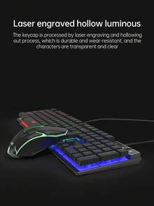 1件 K87Pro RGB 背光電競機械手感鍵盤，緊湊型 104 鍵有線薄膜鍵盤與滑鼠組合 - 黑色 - 查看 5