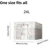 1pc Transparent Clothes Storage Box, Visible Clothing Bag, Foldable Wardrobe Organizer Box, Dorm Cabinet Storage Bin, Home Organization Essential - White - View 9