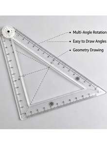 Transparent Acrylic Folding Ruler, 30cm Full Length, 15cm Folded, With Scale Markings And Dot Decoration, Top Round Clip Fixation, Portable Stationery For Student Math Drawing, Geometry Measurement, Planner Line Drawing, Office Supplies, Back To School - Multiple Styles - View 5