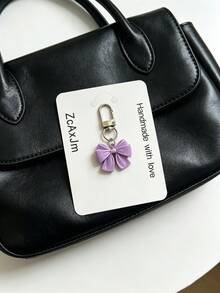 1pc Cute Bowknot Keychain Pendant, Women's Bag Decoration Charm, Versatile Daily Car Key Ring - Multicolor - View 3