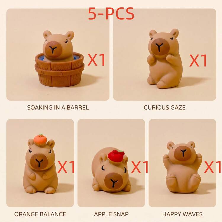 5/10pcs Capybara DIY Shoe Charms, Perfect Gift For Valentine's Day, Christmas Or Back To School, Suitable For Dating, Shopping And Party - Brown - View 6