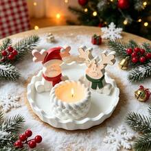 SILIKE LUFEI 3pcs Resin Silicone Mold Christmas Double Deer & Rope Candle Holder & Round Asymmetrical Tray Set Decor Mold, Suitable For Making Epoxy Resin, Plaster, Candle, Aromatherapy Products, Home Decor Display Silicone Mold - Silicone Mold - View 6