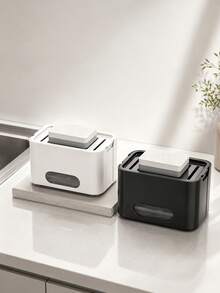1 buah Kotak Dispenser Sabun Tekan Multifungsi, Warna Solid Abu-abu & Putih, Bahan Plastik, Gaya Minimalis, Cocok untuk Semua Musim, Penggunaan Dewasa, Rak Penyimpanan Sabun Cuci Tangan di Meja Dapur Kamar Mandi, Organizer Penyimpanan Wastafel Rumah - Putih - View 8