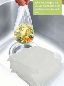 White Kitchen Sink Filter Bag - Disposable Mesh Drain Strainer, Fine Mesh Fabric | Anti-Clogging Elastic Garbage Net, Suitable For Sinks, Wash Basins And Floor Drains | Reusable Durable Corner Mesh Filter And Drain Rack - View 1