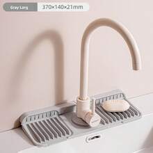 1pc Universal Size Silicone Faucet Drip Tray With Fastening Button, 6° Sloped Drainage Anti-Splash, Minimalist Practical Style, Gray/Green/Pink/Black Multi-Color Options, Long Strip With Opening, Kitchen Sink Bathroom Countertop Soap Sponge Storage Drying Mat - Multicolor - View 19