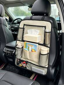 1pc/6pcs Car Seat Back Organizer With Tablet Holder, Multi‑Pocket Backseat Storage Bag, Hanging Pouch For Tablet, Water Bottle, Tissue & Sundries, Universal Car Interior Accessory For Neat Back Seat On Trips & Daily Driving - Multicolor - View 5
