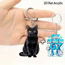 2 Sets Of Cartoon Keychains, Black Cat Keychain + 67 Cartoon Keychain, 2D Graphic Design, Practical And Fashionable Keychain Pendants, Very Suitable As Holiday Gifts And Decorations, Can Be Used For Backpacks, Wallets, Car Keys, 2D Graphic Style - Multicolor - View 9