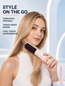 SKYWORTH 3000mAh Women's Portable Wireless Hair Straightener Comb, 3 Temperature Settings, Anti-Scald Outer Comb Teeth Design, Includes Full Coverage Protective Case, Rechargeable Travel Hair Styling Comb - Multicolor - View 8