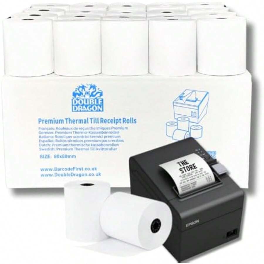 Rollo de Recibo Térmico Premium de 80 x 80 mm para Impresora EPOS, Terminal POS, Caja Registradora [Paquete de 10] - tipo de estilo como en la imagen - Ver 1