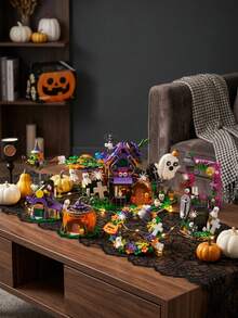 Halloween 6-In-1 Building Blocks Set, Spooky Haunted House Brick Toy With Witch, Ghost, And Pumpkin Models, Fine Motor Skills, Educational Spatial Brain Training Toy, Birthday/Halloween DIY Party Decoration & Holiday Gift For Kids And Adults - Multicolor - View 5