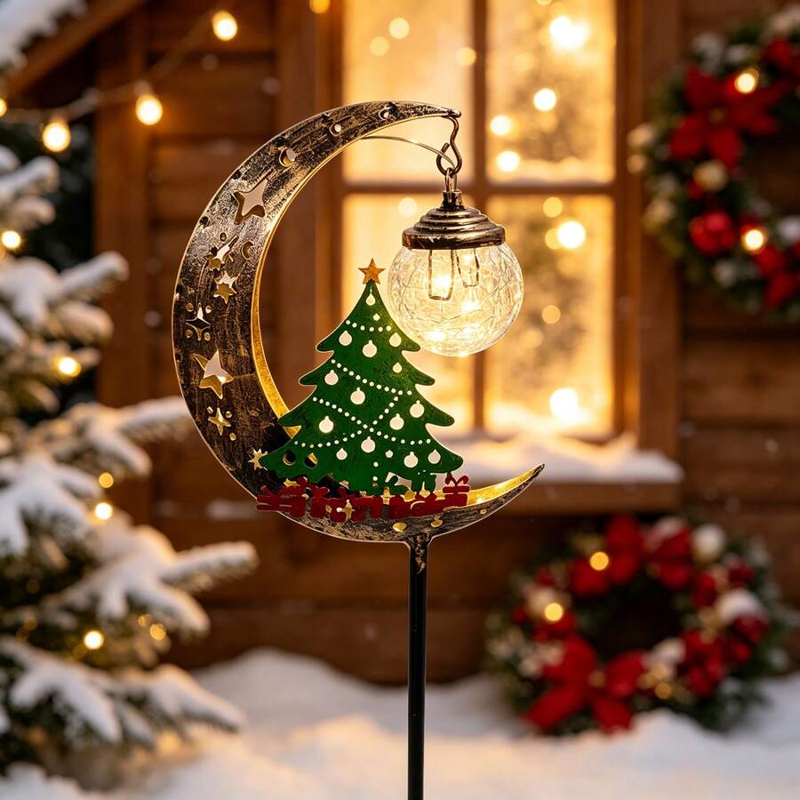 1pc Outdoor Solar Powered Christmas Decorative Ground Stake Light ...