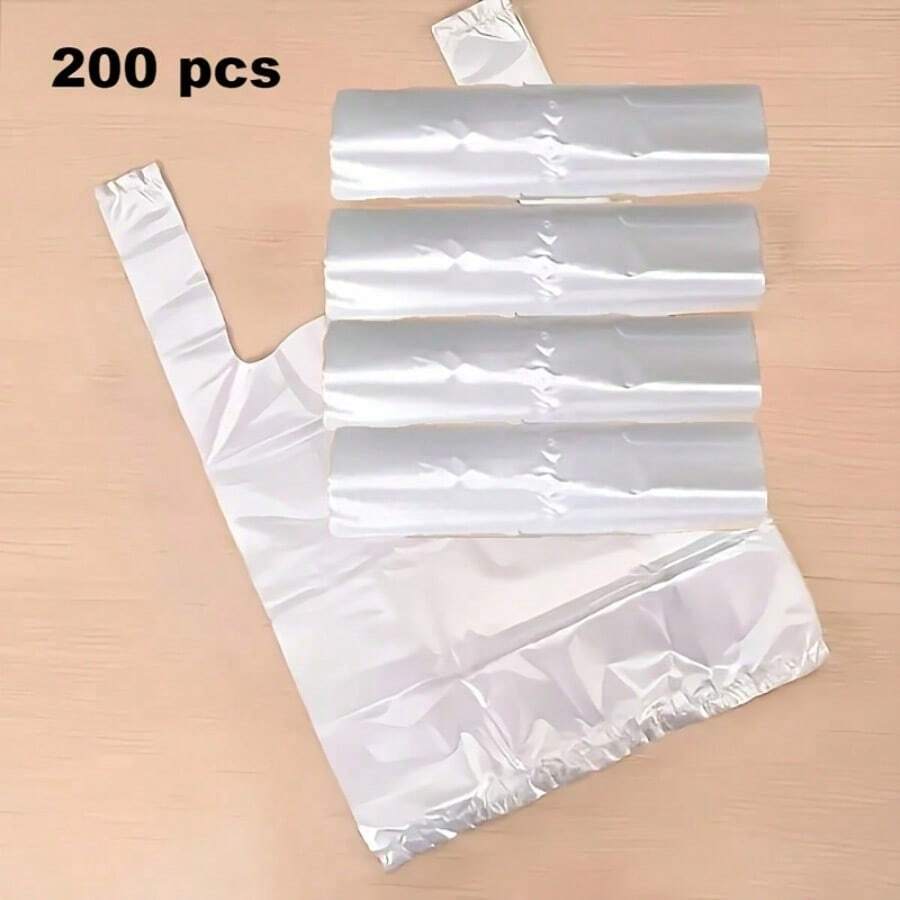 50pcs/White Handheld Trash Bags, With Non-Slip Handle Design, More Convenient To Use, Essential For Home And Office