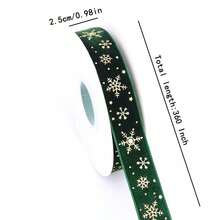 1roll 2.5cm Red And Green Velvet Ribbon With Gold Foil Accents – Featuring Winter Snowman And Snowflake Patterns; Ideal For Christmas Gift Wrapping, Gift Boxes, DIY Holiday Decor, Bouquets, Wreaths, And Tree Trimming. - Multicolor - View 12