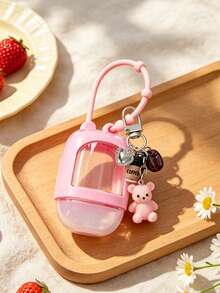 Cute Teddy Bear Filling Squeeze Bottle, Paired With Cute Coffee Pendant, Portable Mini Hand Sanitizer Bottle With Silicone Cover, Leak Proof Design - Multicolor - View 1