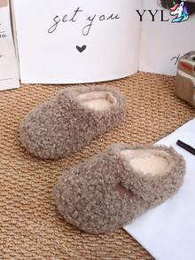 Soft Beige Kids Slippers, Lightweight, Durable, Soft Sole, Anti-Slip, Easy Slip-On - Khaki - View 3