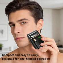 1pc Portable Electric Shaver Mini Reciprocating Single Head Razor Digital Display USB Rechargeable Men's Shaving Razor - Black - View 11